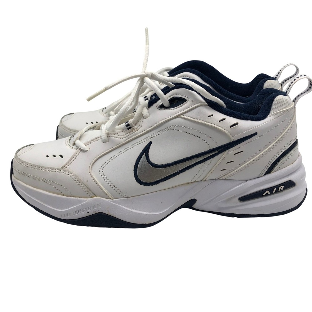 Nike Air Monarch IV Men Training Shoe 11.5 White Navy Leather Dadcore Sneakers